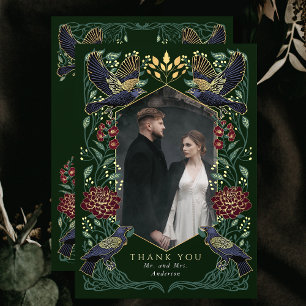 Carte De Remerciements Dahlia Snapdragon Enchantée Gothique Corbeau Maria