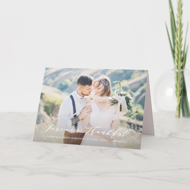 Carte De Remerciements Dainty Script Forever remerciement de mariage reco (Devant)