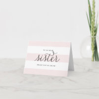 Dainty Script & Pink Stripes Souhait de Soeur