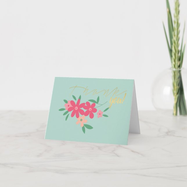 Carte De Remerciements Dainty Turquoise rose minuscule Motif (Devant)
