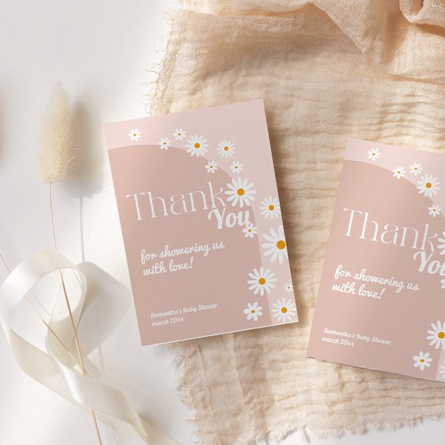 Carte De Remerciements Daisy Baby en fleur Boho Girl Baby shower (Créateur téléchargé)