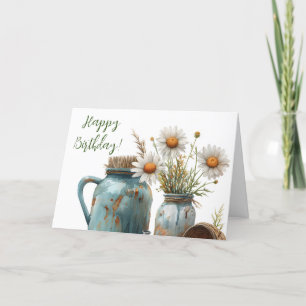 Carte De Remerciements Daisy Birthday Card Rustic Happy Anniversaire Gree