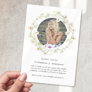 Carte De Remerciements Daisy Photo Bereavity Sympathy Funeral Memorial