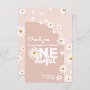 Carte De Remerciements Daisy rose Mlle onderful 1er anniversaire