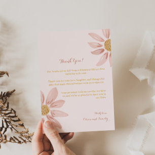 Carte De Remerciements Daisy Wild Premier Anniversaire, Boho Floral Thème
