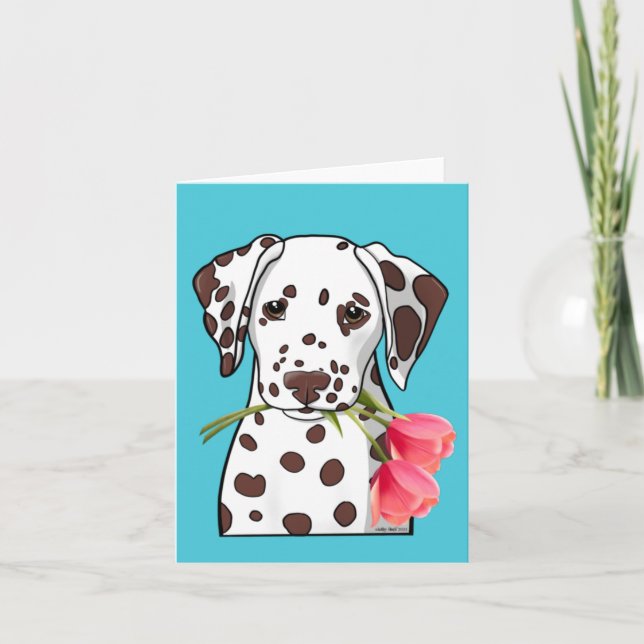 Carte De Remerciements Dalmatien avec tulipes (Devant)