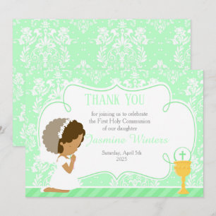 Carte De Remerciements Damas de la première communion afro-américaine