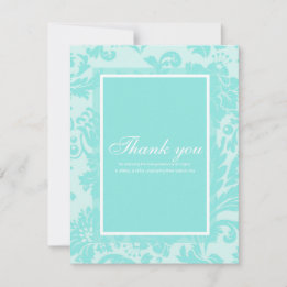 carte de remerciements damassé turquoise