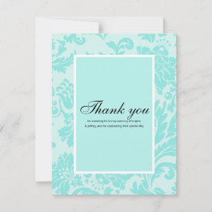 carte de remerciements damassé turquoise