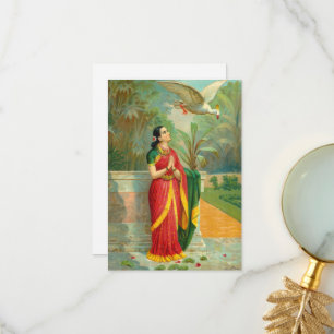 Carte De Remerciements Damayanti et le cygne par Raja Ravi Varma