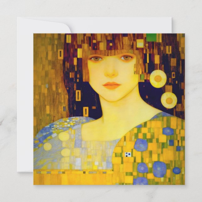 Carte De Remerciements Dame dorée de l'ART NOUVEAU (Devant)