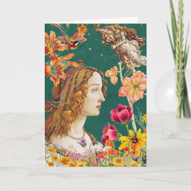 Carte De Remerciements Dame Florale Renaissance. (Devant)