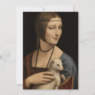 Carte De Remerciements Dame souriante avec une hermine Léonard de Vinci