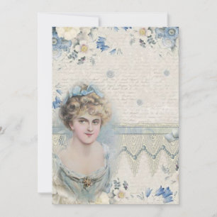 Carte De Remerciements Dame victorienne vintage shabby chic avec des fleu