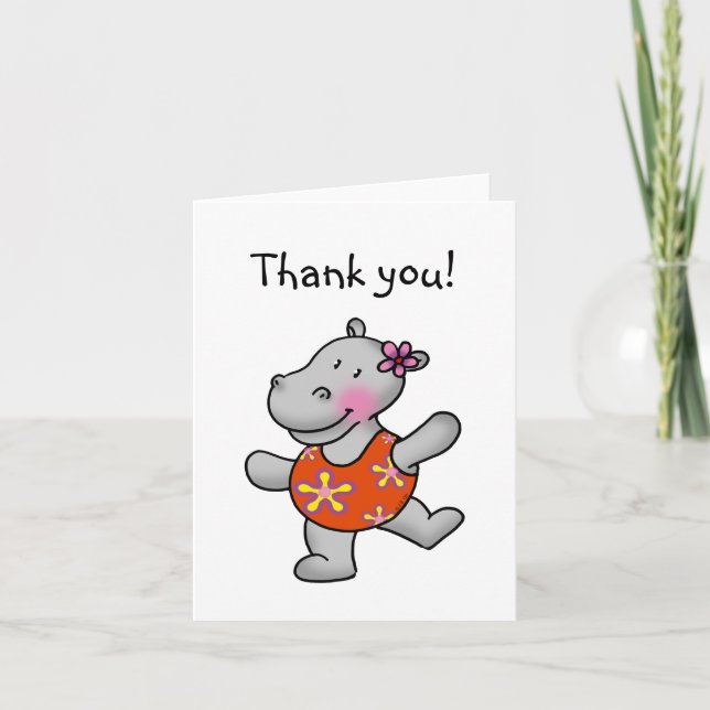 Carte De Remerciements Dancing hippo thank (Devant)
