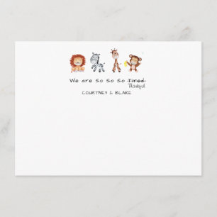 Carte de remerciements d'animaux de jungle