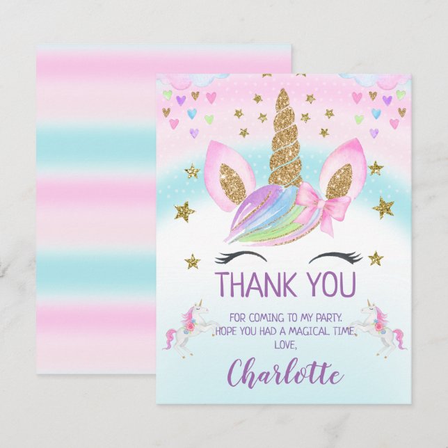 Carte de remerciements d'anniversaire (Devant / Derrière)