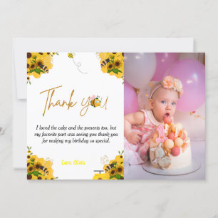 Carte de remerciements d'anniversaire d'abeille
