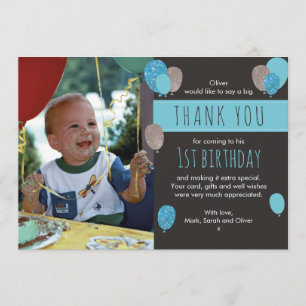 Carte de remerciements d'anniversaire de ballon de