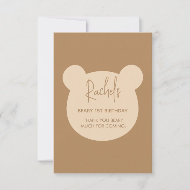 Carte de remerciements d'anniversaire de Beary (Devant)