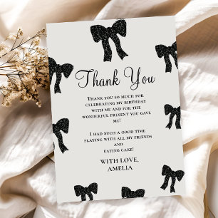 Carte de remerciements d'anniversaire de Black Bow