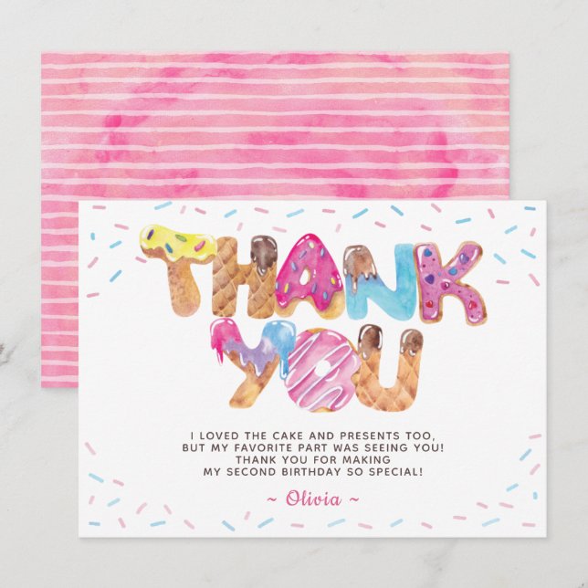 Carte de remerciements d'anniversaire de Candyland (Devant / Derrière)