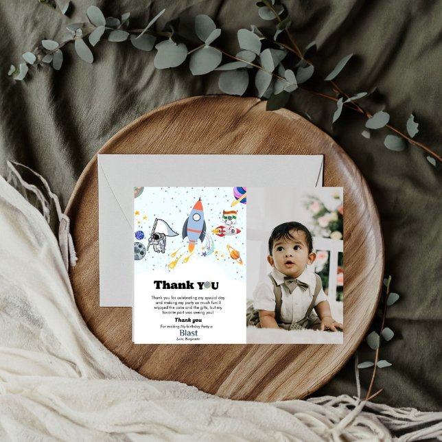 Carte de remerciements d'anniversaire de garçon po (Créateur téléchargé)