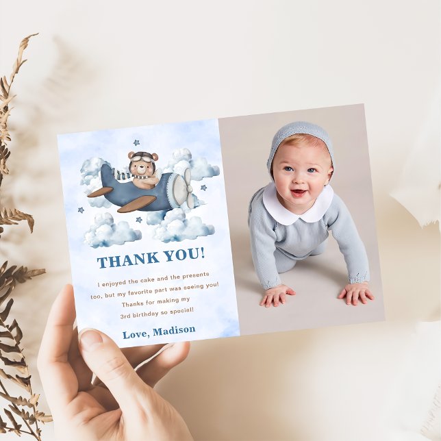 Carte de remerciements d'anniversaire de l'avion V (Créateur téléchargé)