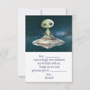 Carte de remerciements d'anniversaire de l'espace