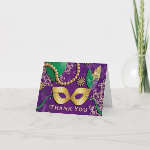 Carte de remerciements d'anniversaire de Mardi Gra