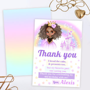 Carte de remerciements d'anniversaire de princesse