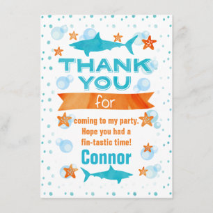 Carte de remerciements d'anniversaire de requin fi