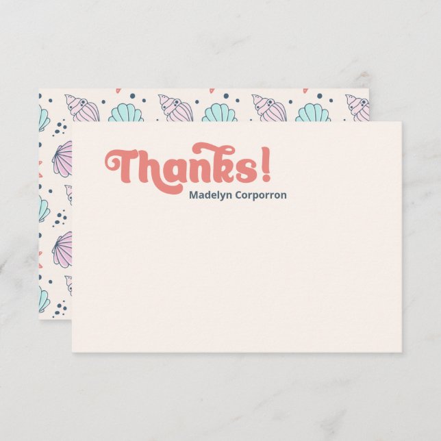Carte de remerciements d'anniversaire de Sea Shell (Devant / Derrière)