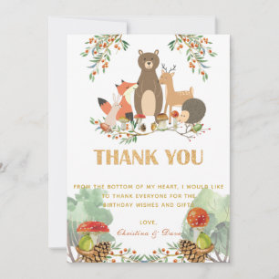 Carte de remerciements d'anniversaire des cerfs de