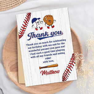 Carte de remerciements d'anniversaire du baseball