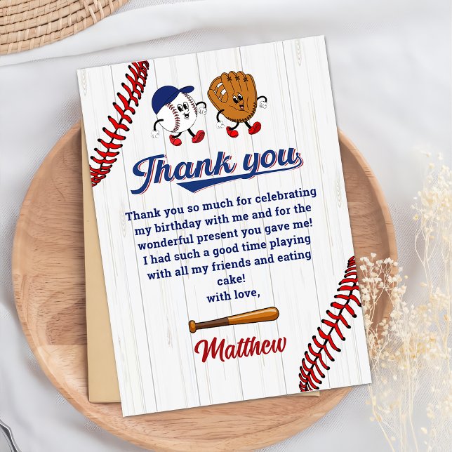 Carte de remerciements d'anniversaire du baseball  (Créateur téléchargé)
