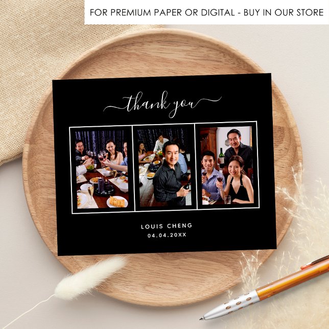 Carte de remerciements d'anniversaire en noir blan (Créateur téléchargé)