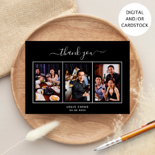 Carte de remerciements d'anniversaire en noir blan
