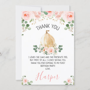 Carte de remerciements d'anniversaire rose Citroui