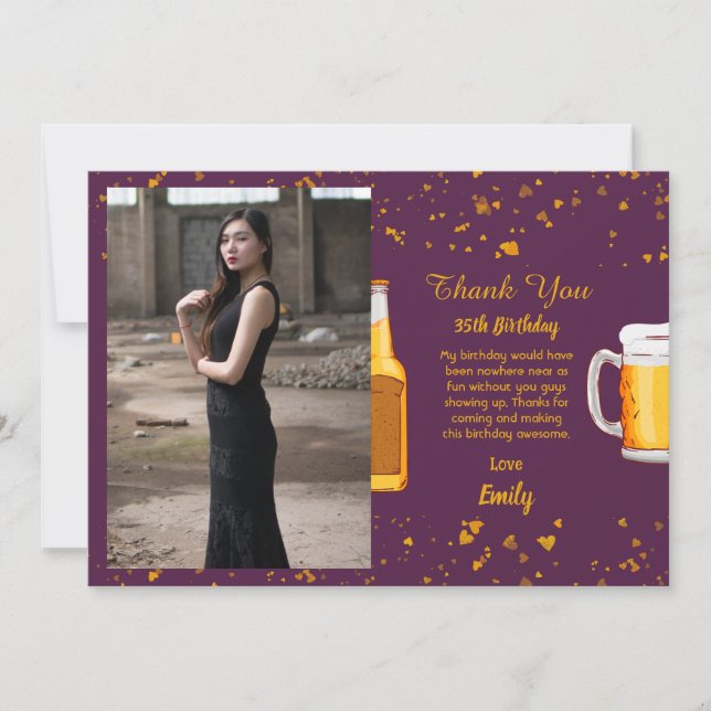 Carte de remerciements d'anniversaire surprise de  (Devant)
