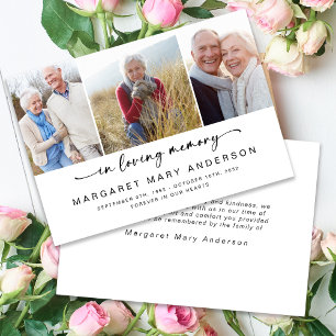 Carte De Remerciements Dans la mémoire aimante   Trois photos Sympathie f