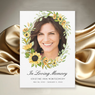 Carte De Remerciements dans Love Memory Sunflower noir Script photo