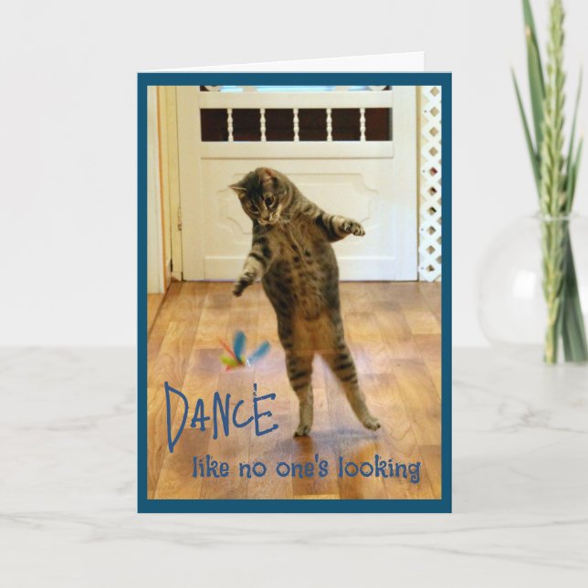 Carte De Remerciements Danse Tabby Chat Anniversaire (Devant)