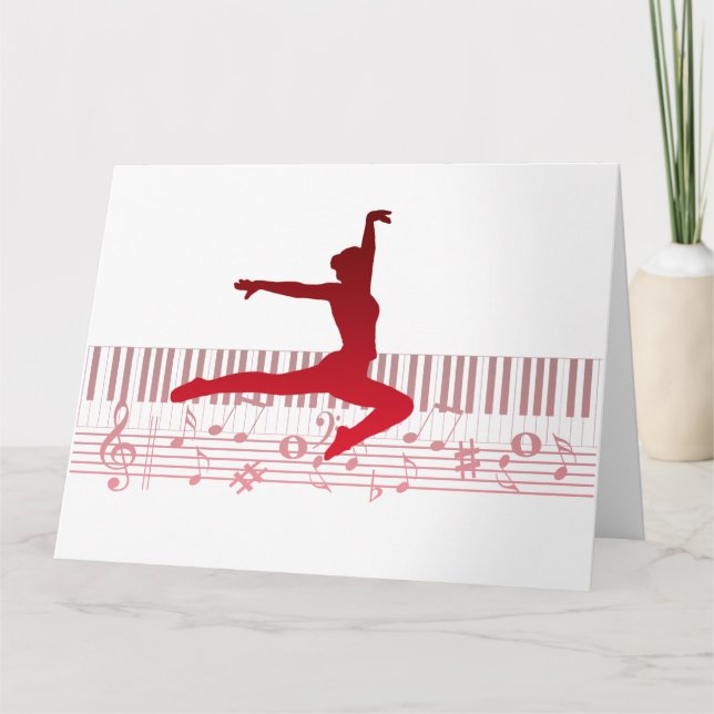 Carte De Remerciements Danseur de ballet sur un clavier (Devant)