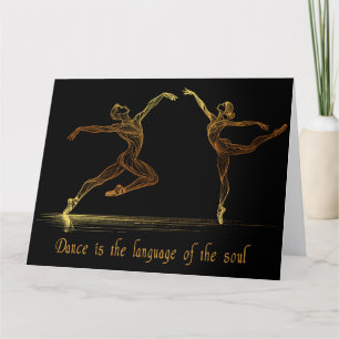 Carte De Remerciements Danseurs de ballet gracieux dans l'élégant or Line