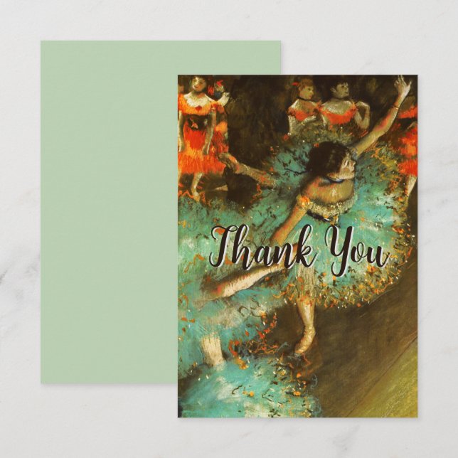 Carte De Remerciements Danseuse de ballet Danseuse verte Danseuse Degas P (Devant / Derrière)