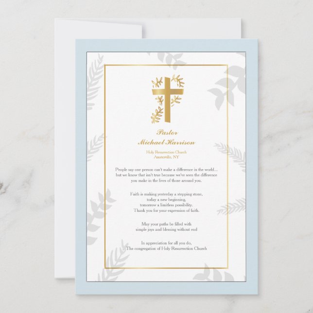 Carte de remerciements d'appréciation de pasteur (Devant)