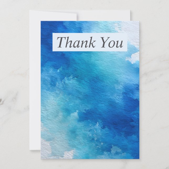 Carte de remerciements d'aquarelle Abstraite bleu  (Devant)