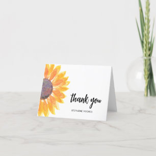 Carte de remerciements d'aquarelle de tournesol pe