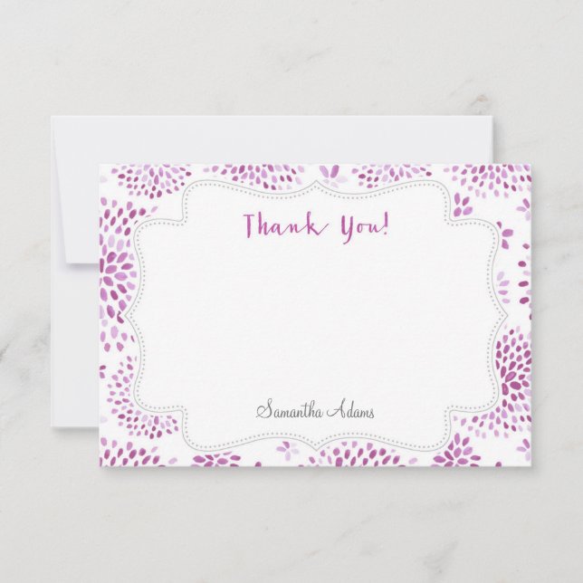 Carte de remerciements d'aquarelle florale pourpre (Devant)